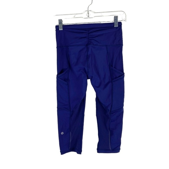 Lululemon Outrun 17” Crop Emperor Blue Luxtreme  SZ 4 - Picture 6 of 7